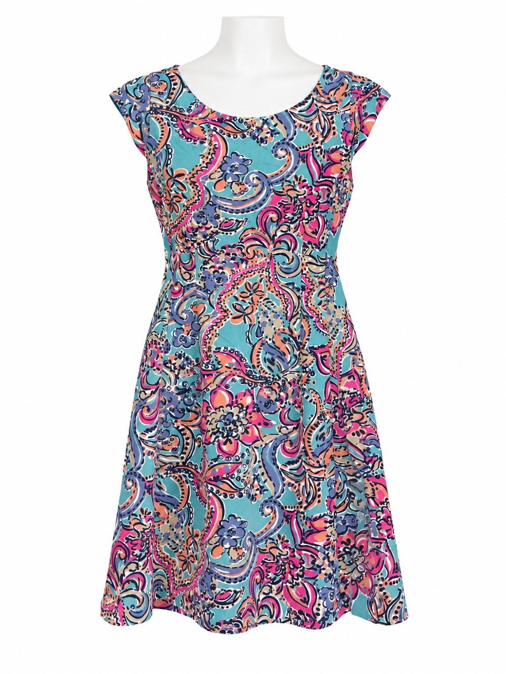 Size L Lilly Pulitzer Women’s Briella Aqua Pink Blue Bait & Switch Dress
